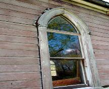 Window detail of Archibald United Church, La Rivière area, 2006; Historic Resources Branch, Manitoba Culture, Heritage, Tourism and Sport, 2006