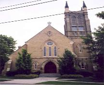 Front (west) façade of St. James Anglican Church, showing entrance and bell tower, 2006; OHT, 2006
