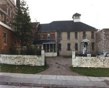 Historic view of Court House, Governor's Residence and Jail; Dufferin County Museum and Archives, #P960G