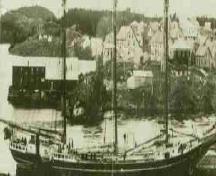 The long dark shed is located out on the water on the left; Charlotte County Archives