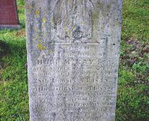 Tombstone of Col. Hugh McKay; Town of St. George
