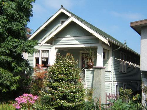 Oblique view of front elevation