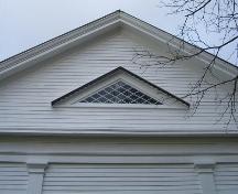 Detail of window pediment, Amherst Point Baptist Church, Amherst Point, NS, 2009.; Heritage Division, NS Dept of Tourism, Culture and Heritage, 2009