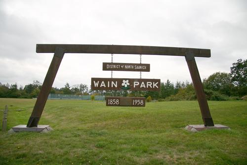 View of park sign at Wain Road entrance.