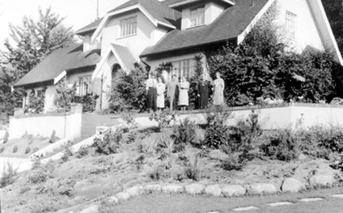 Looking south uphill to house.