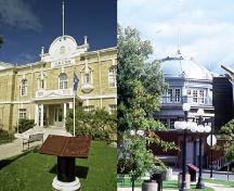 General view of the Press Building on the left (1994) and the Music Building on the right (1993).; Agence Parcs Canada / Parks Canada Agency, B. Morin, 1994; Agence Parcs Canada / Parks Canada Agency, B, Morin, 1993.