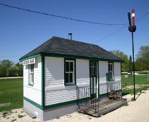 Primary elevations, from the southeast, of the Gunton Waiting Station, Grosse Isle, 2007; Historic Resources Branch, Manitoba Culture, Heritage, Tourism and Sport, 2007