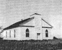 1975 view of the Melville United Church that was once located on the same site of the cemetery, Pugwash, NS.; North Cumberland Historical Society, 1975