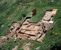 View of Grassy Island Fort, showing the remains at the fort, 1989.; Parks Canada Agency / Agence Parcs Canada, 1989.