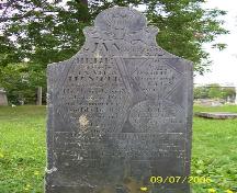 Gravestone of James and David Hunter, carved by J.W., Old Parish Burying Ground, Windsor, NS, 2006.; Windsor-West Hants Joint Planning Advisory Committee, 2006