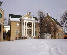 Contextual view, from the south, of Aikins House (Balmoral Hall School), Winnipeg, 2007; Historic Resources Branch, Manitoba Culture, Heritage, Tourism and Sport, 2007