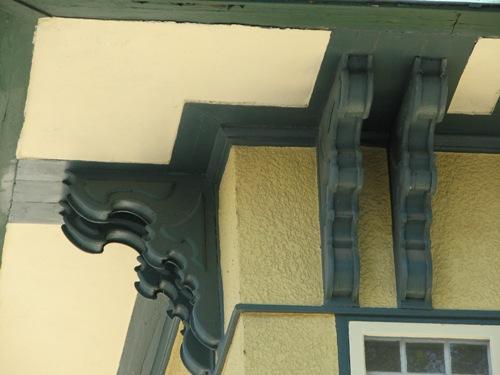 Close-up of decorative brackets