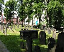 Old Burying Ground, view looking towards Spring Garden Road, Halifax, NS, 2005.; Heritage Division, NS Dept. of Tourism, Culture and Heritage, 2005