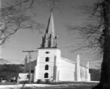 Front elevation of the church, showing the Georgian design.; Parks Canada Agency / Agence Parcs Canada