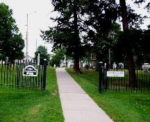 Old Burial Ground, Brunswick Street gate, showing centre path; City of Fredericton