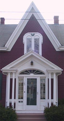 Detail of window moulding and front porch