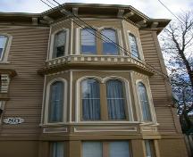 This image shows the upper storeys of Italianate bay window, 2007; City of Saint John