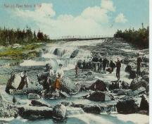 View of Manuels River looking generally south, towards the bridge. Colourized photo taken circa 1896.; Manuels River Natural Heritage Society 2008
