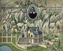 Première Habitation de Québec et Résidence de Mr. Samuel Champlain, 1er Gouverneur. John E. Walsh Éd., Collection : BNQ, CP 3204; Bibliothèque et Archives nationales du Québec
