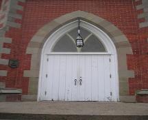 Front entrance, Stella Maris Church, Pictou, Nova Scotia, 2005.
; Heritage Division, NS Dept. of Tourism, Culture and Heritage, 2005