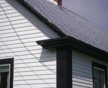 This photograph shows the eave return, 2008; Town of St. Andrews