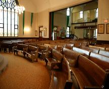 Interior view of Carman United Church, Carman, 2005; Historic Resources Branch, Manitoba Culture, Heritage and Tourism, 2005