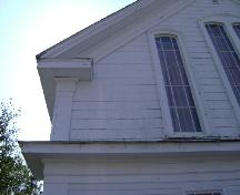 This photograph shows the eave return and the storefront cornice, 2008; Town of St. Andrews