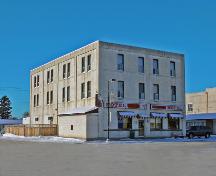 Primary elevations, from the southeast, of the Nelson Hotel, Carberry, 2007; Historic Resources Branch, Manitoba Culture, Heritage, Tourism and Sport, 2007