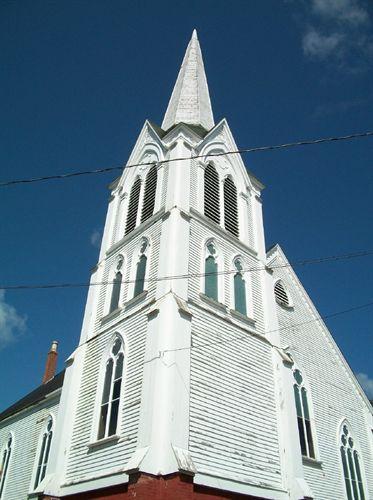 Tower and Spire with Paired Arched Windows