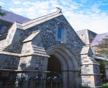 Exterior detail of the north facade of the Anglican Cathedral of St. John the Baptist, 016 Church Hill, St. John's, NL.; HFNL/Dale Jarvis 2006