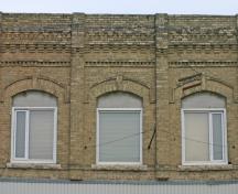 Detail view of walls and roofline of the Modern Bakery, Carberry, 2008; Historic Resources Branch, Manitoba Culture, Heritage and Tourism, 2008