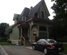 Of note is the complex, cross-gabled roof.; Kayla Jonas, 2008.