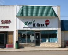 Primary elevation, from the east, of Ray's Diner, Carberry, 2008; Historic Resources Branch, Manitoba Culture, Heritage and Tourism, 2008