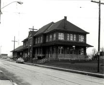 General view of the northwest elevation of the Former Canadian National Railways (VIA Rail) Station, 1992.; Glenn J. Lockwood, 1992.