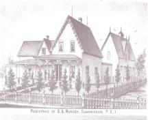 Muncey residence on the site burned down in 1885; Meacham's Illustrated Historical Atlas of PEI, 1880