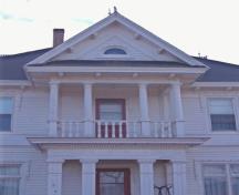 Detail of pedimented dormer over balcony; Alberton Historical Preservation Foundation, 2009