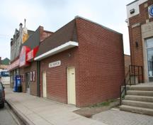Contextual view, from the northeast, of the Carberry Public Washroom, Carberry, 2007; Historic Resources Branch, Manitoba Culture Heritage and Tourism, 2007