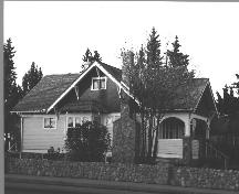 Southwest view of the Beatty Heritage House showing the restored fieldstone perimeter wall (November 2004); Beatty Heritage House Society, 2004