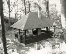 General view of the Shelter, showing the open design and unpartitioned interior space, 1992.; Archaeological Services and Historica Resources Ltd., 1992