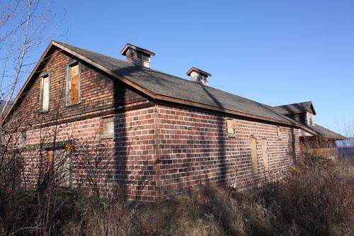 brick half of building, oblique view