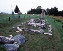 View of remains at Fort St. Joseph, showing the spatial relationships between and among these remnants, 1994.; Parks Canada Agency / Agence Parcs Canada, J.P. Jérôme, 1994.