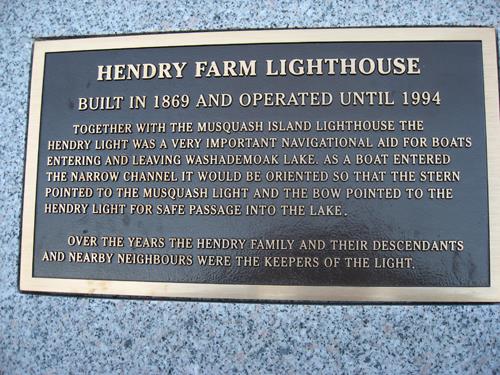 Phare de la ferme Hendry - Plaque