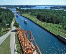General view of Sault Ste. Marie Canal showing the integrity of the canal path,; Parks Canada Agency / Agence Parcs Canada.