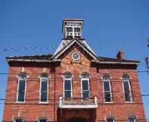Detail shot of second storey balcony on Acton Town Hall; OHT, 2001