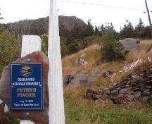 View of Peter's Finger from Vitter's Cove Road, New Perlican, NL. Photo taken 2011. ; © HFNL/Andrea O'Brien 2011