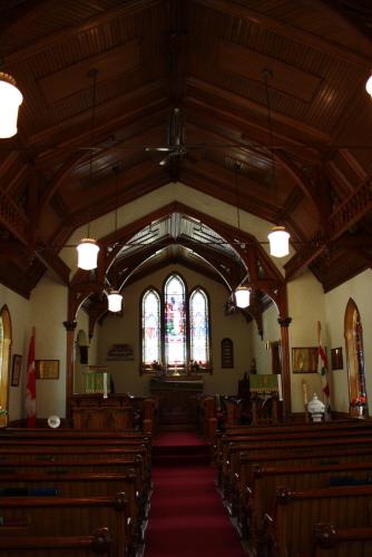 Showing interior of church