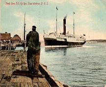 Showing arrival of a Plant Line vessel; Province of PEI