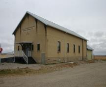 View from the southwest of the Franklin Memorial Hall, Franklin, 2012; Historic Resources Branch, Manitoba Culture, Heritage and Tourism, 2013