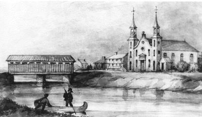 The church, its two rectories and the covered brid