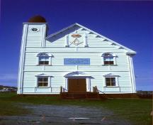 View of the front facade of Twillingate Masonic Temple, Twillingate, NL. Photo taken in 1996.; © HFNL 2008